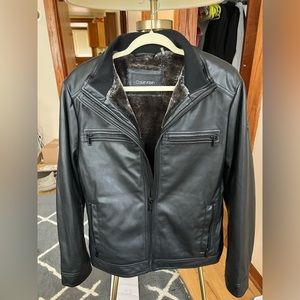 Calvin Klein men’s leather Sherpa lined coat